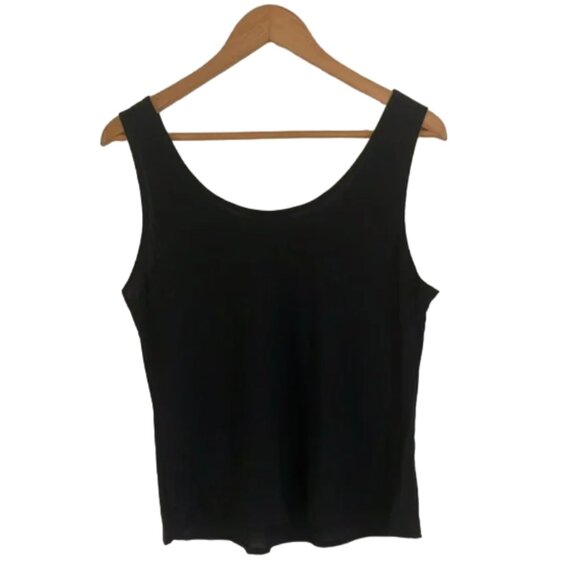 NWOT Harari black 100% silk tank top shell cami size L - Picture 4 of 5
